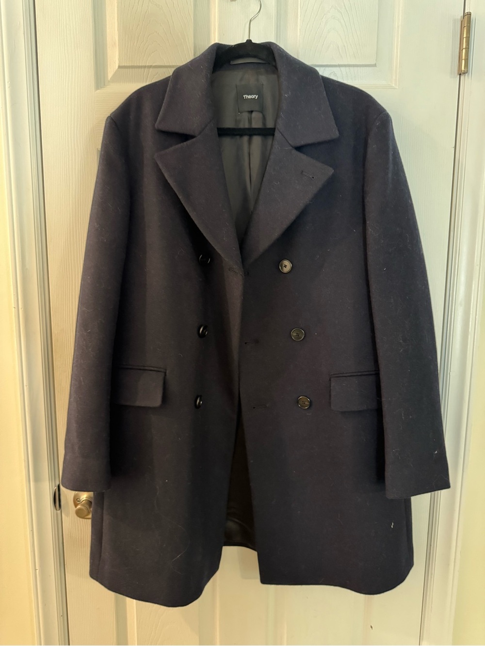 Theory Men's Double-Breasted Wool Pea Coat in Navy